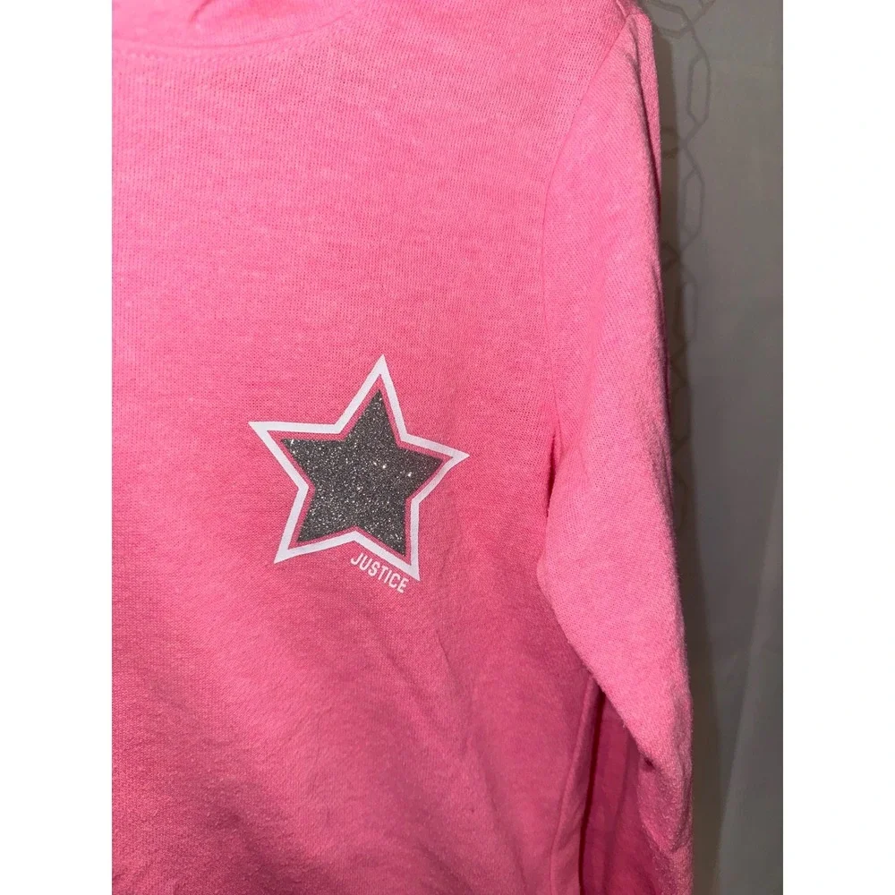 Justice‎ Pink Glitter Star Dance Hoodie Girls Size 10